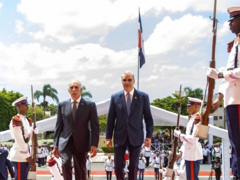 Presidente Abinader recibe en el Palacio Nacional al presidente de Honduras, Nasry Asfura Zablah