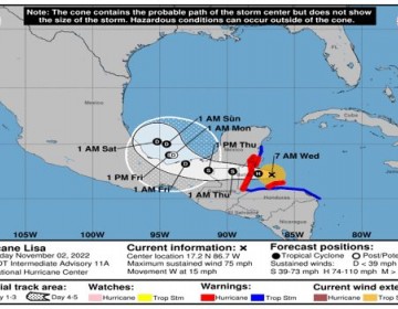 Lisa se convierte en hurac&aacute;n en su camino hacia Belice