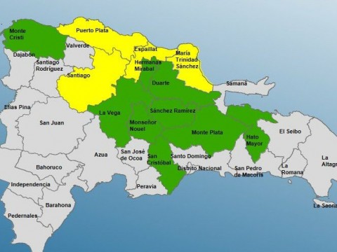 COE emite 13 las provincias en alerta verde y amarilla 
