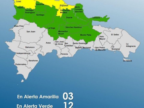 COE mantiene tres provincias en alerta amarilla y 12 en verde