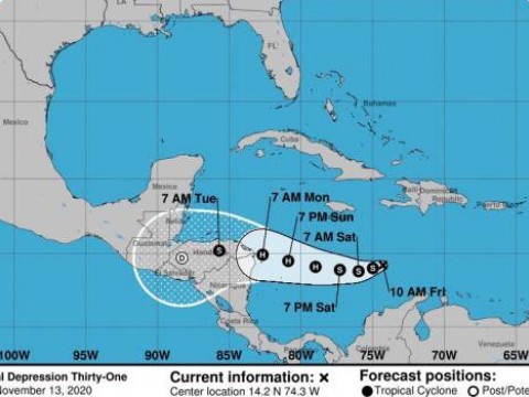 Se forma depresi&oacute;n tropical en el centro del caribe