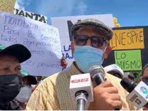 Agr&oacute;nomos protestan frente al Palacio Nacional por cancelaciones masivas