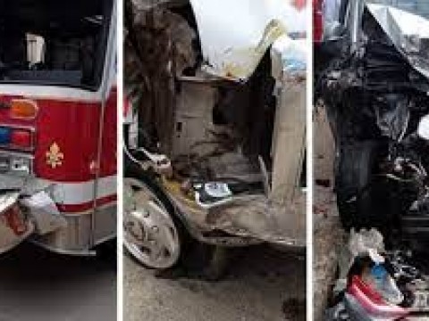 Cami&oacute;n de los bomberos atropella siete personas, mientras participaban en el simulacro de terremoto
