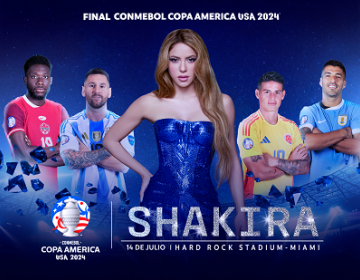 La super estrella global&nbsp;SHAKIRA se presentara en la final de la&nbsp;CONMEBOL COPA AM&Eacute;RICA USA 2024&trade;