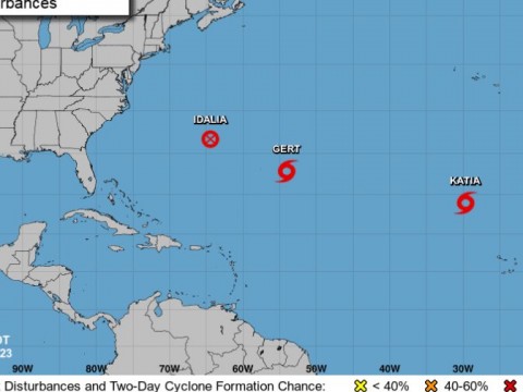Se forma en el Atl&aacute;ntico la tormenta tropical Katia y Gert resiste fortalecida
