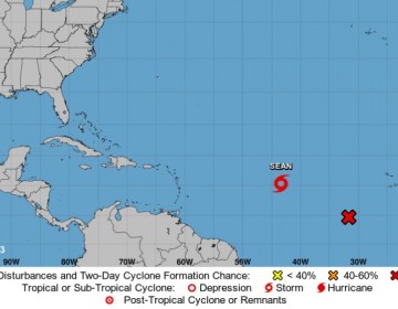 La tormenta tropical Sean se debilita en aguas abiertas del Atl&aacute;ntico