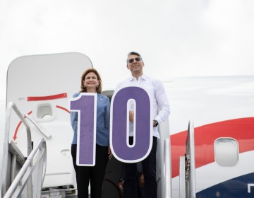 Vicepresidenta Raquel Pe&ntilde;a encabeza recepci&oacute;n de la d&eacute;cima aeronave de Arajet